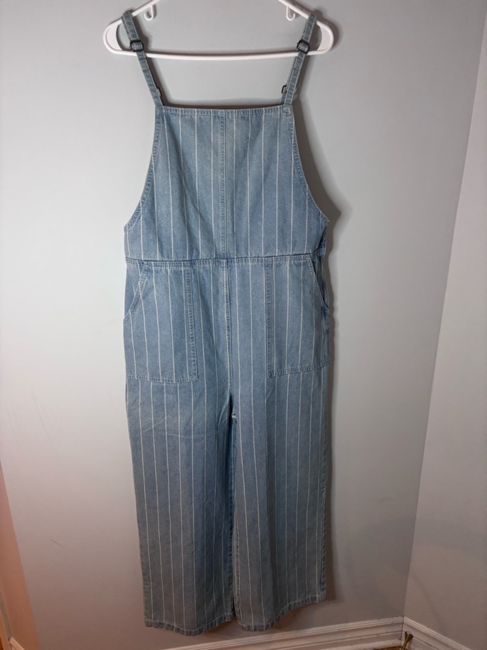 RVCA Light Blue Pinstripe Denim Overalls - Picture 2 of 8